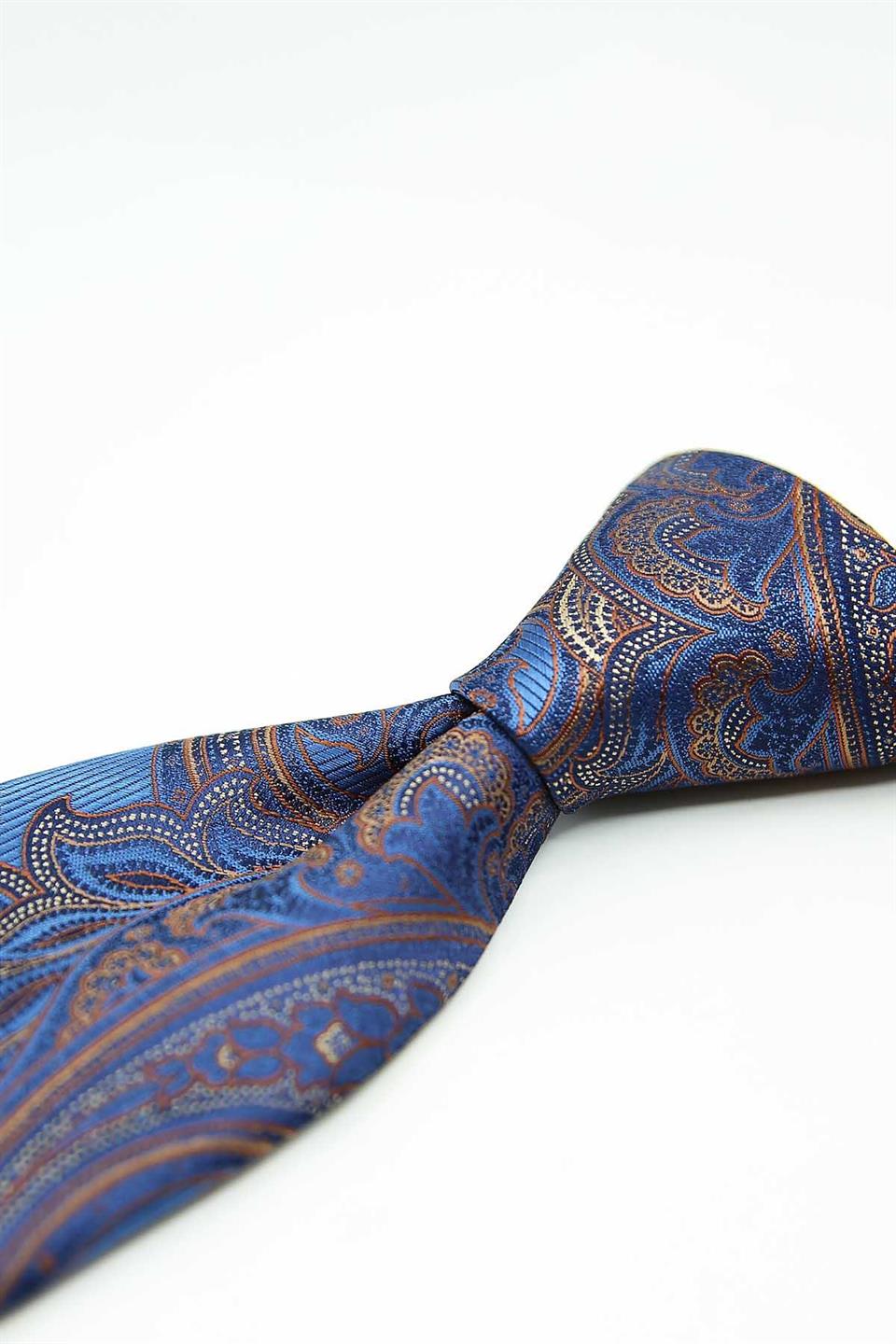 Mavi - Kahve Şal Kravat