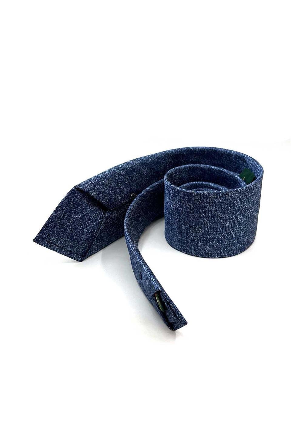 Mavi Kare Desen Mendilli Klasik Kravat KK13061