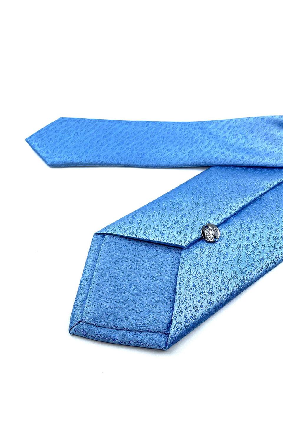 Mavi Kendinden Desen Mendilli Klasik Kravat KK10956