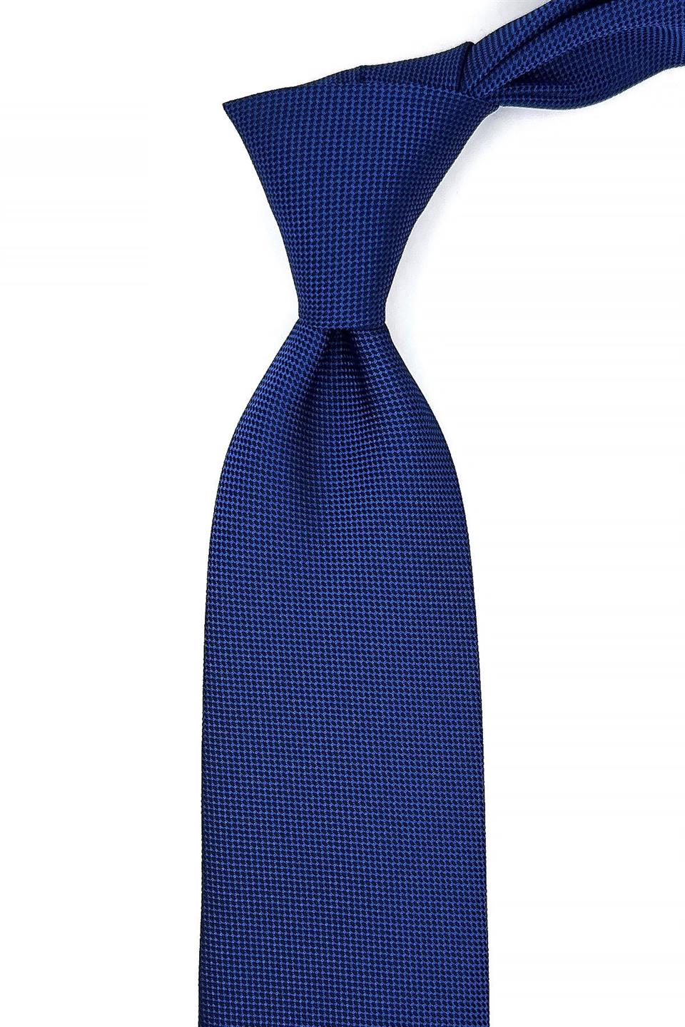 Mavi Kendinden Desen Mendilli Klasik Kravat KK11041