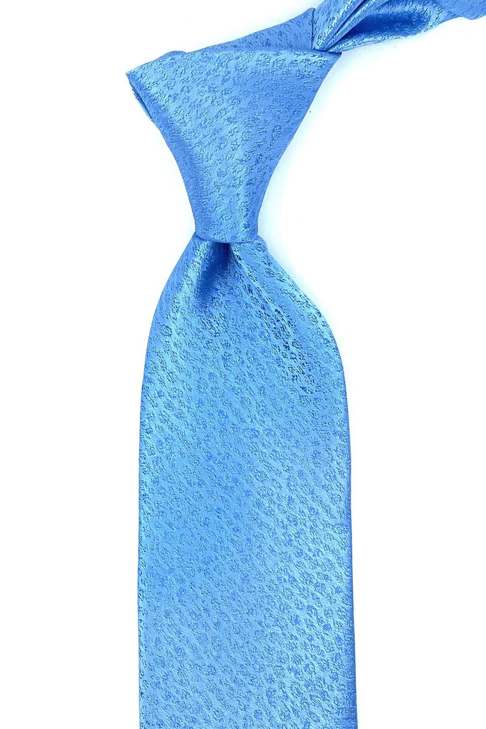 Mavi Kendinden Desen Mendilli Klasik Kravat KK10956