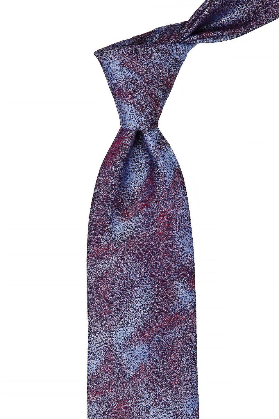 Mavi - Kırmızı Kum Desen Mendilli Klasik Kravat KK10544