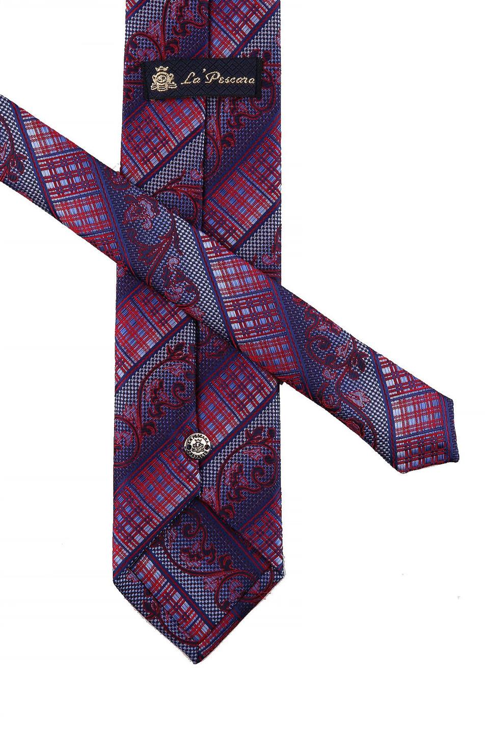 Mavi - Kırmızı Motif Desen Mendilli Klasik Kravat KK10803