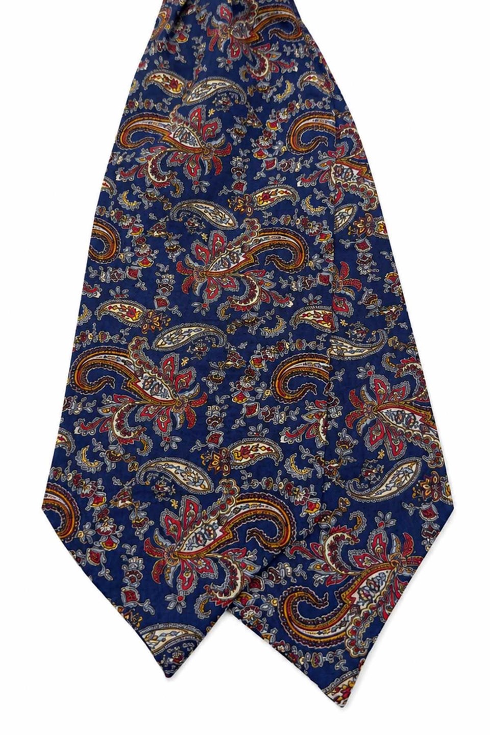 Mavi Kırmızı Şal Desen İtalyan İpek Ascot Kravat SAC76