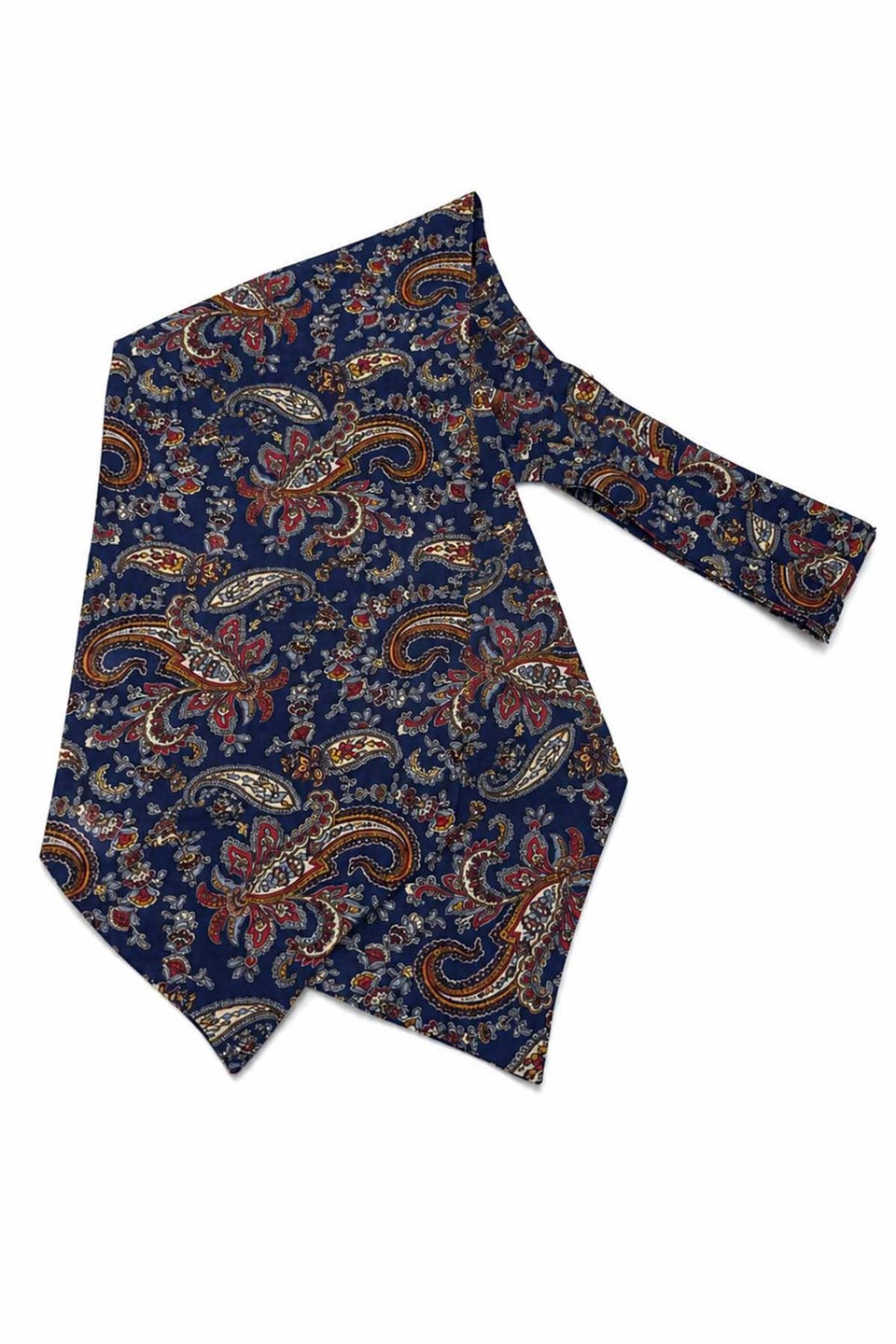 Mavi Kırmızı Şal Desen İtalyan İpek Ascot Kravat SAC76
