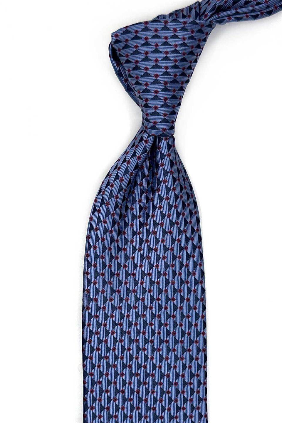 Mavi Küçük Desen Mendilli Klasik Kravat KK13445