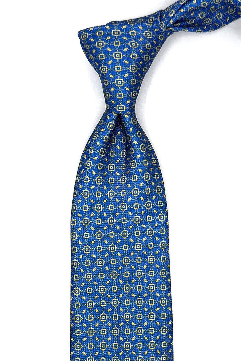Mavi Küçük Desen Mendilli Klasik Kravat KK11450