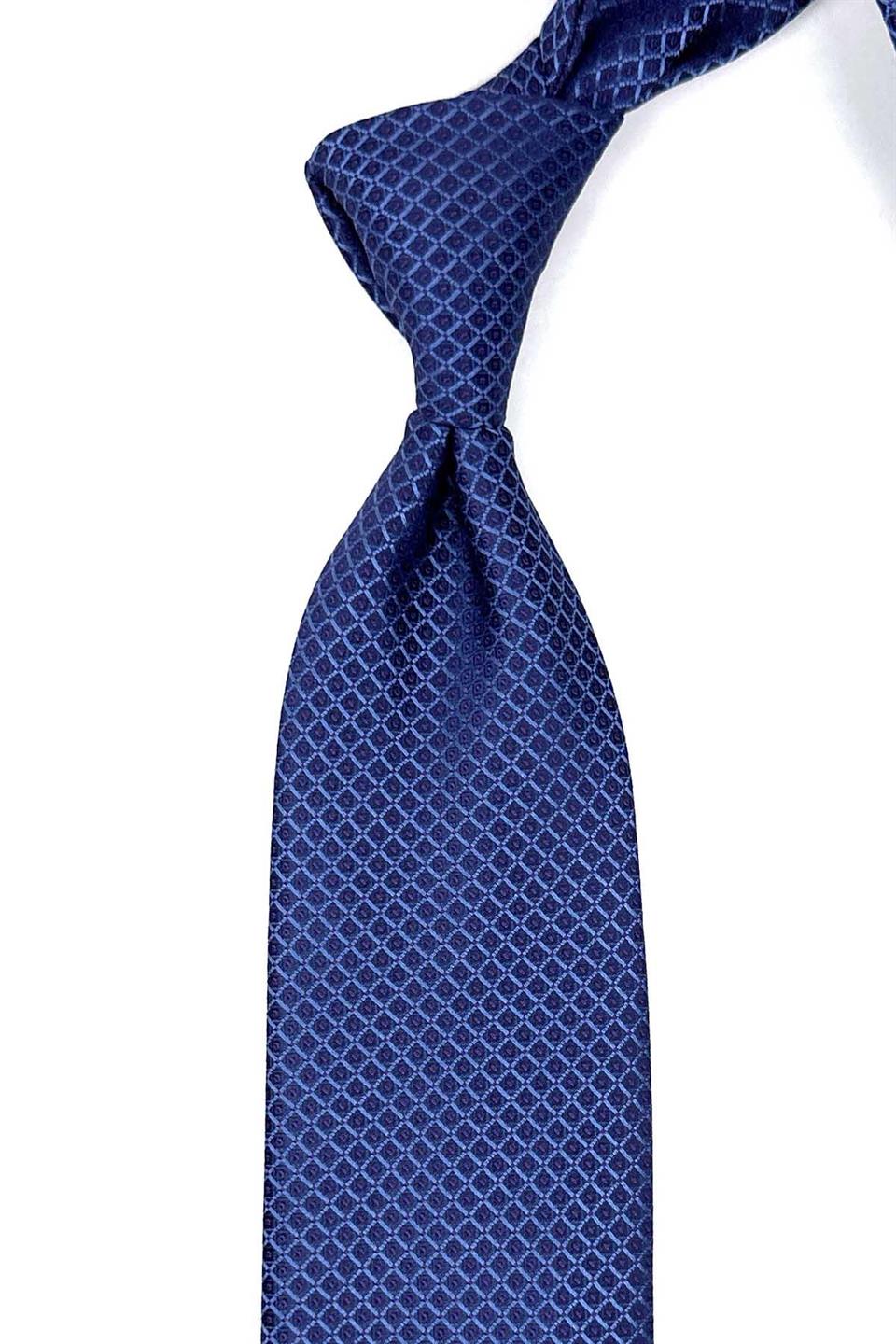 Mavi Küçük Desen Mendilli Klasik Kravat KK12628