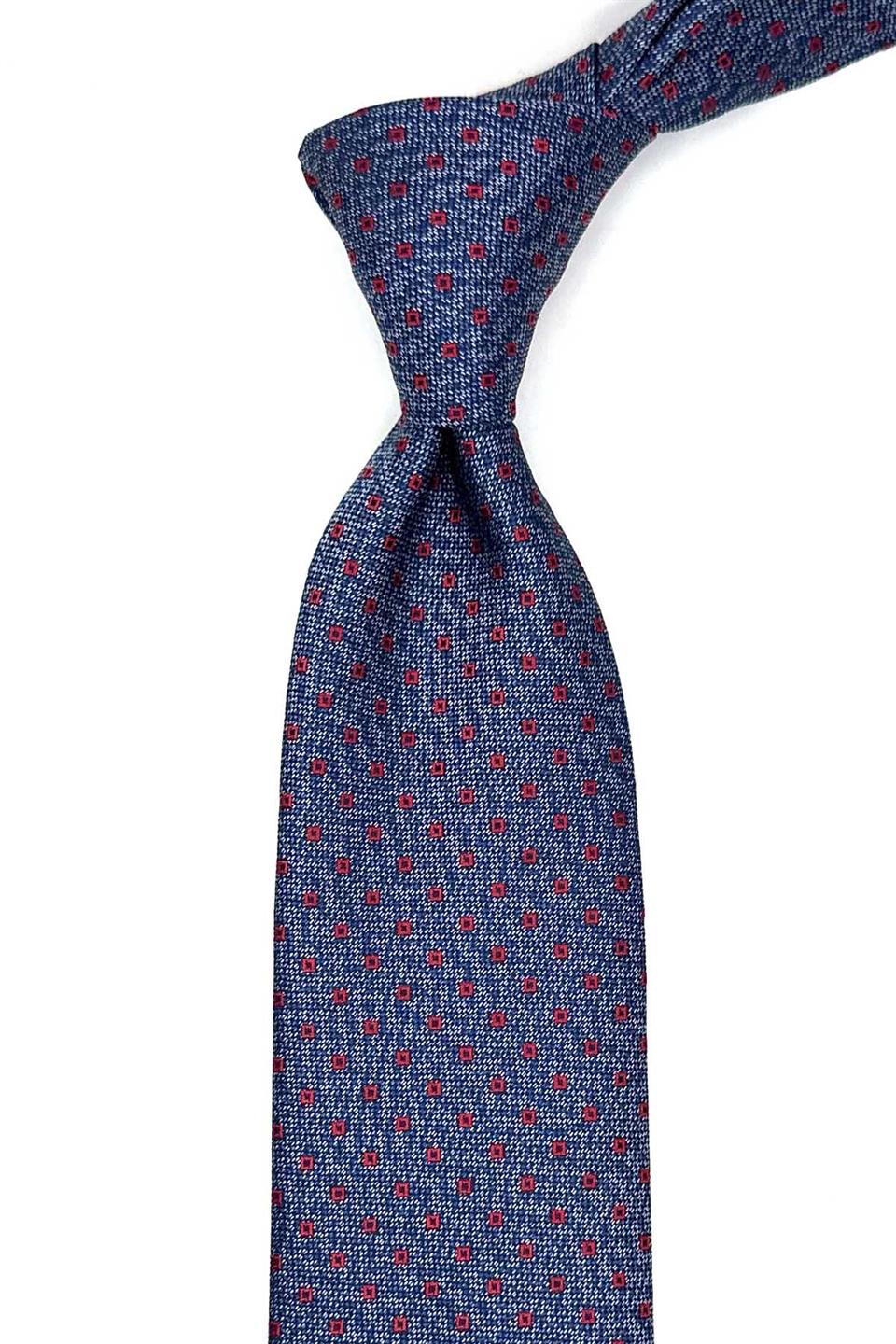 Mavi Küçük Desen Mendilli Klasik Kravat KK12939