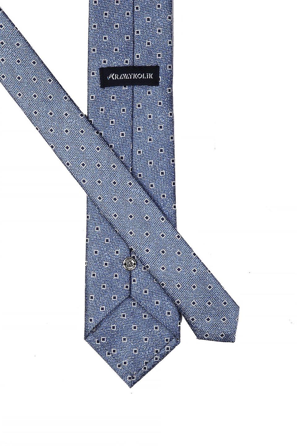 Mavi Küçük Desen Mendilli Klasik Kravat KK10625