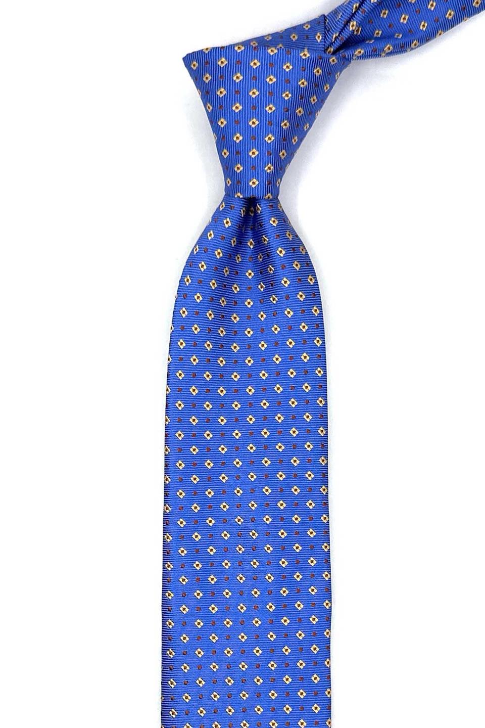 Mavi Küçük Desen Slim Kravat SK7960