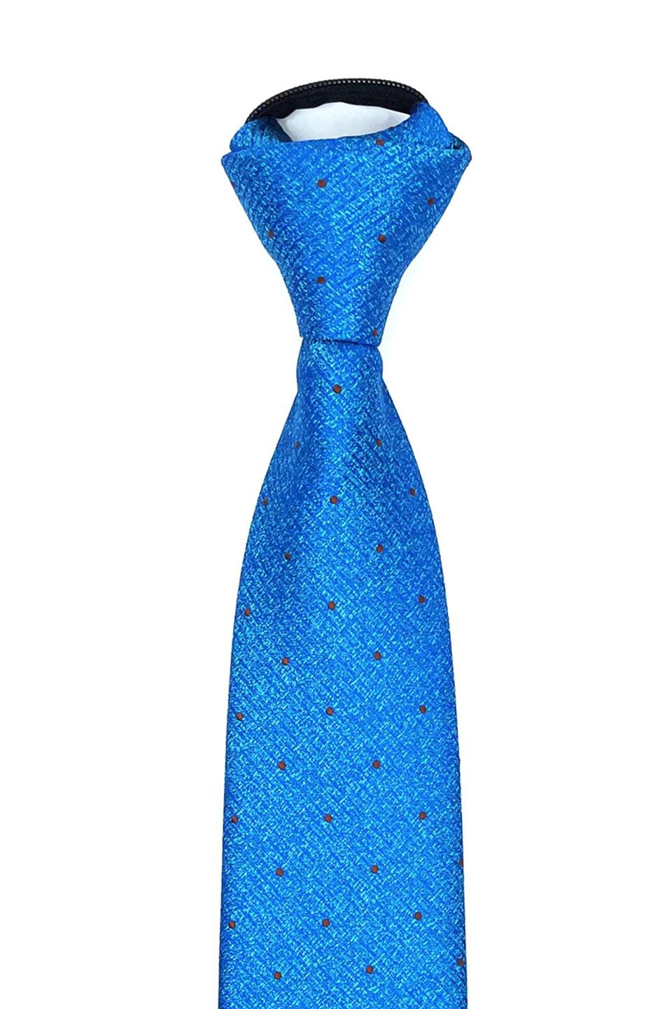 Mavi Kum Desen Mendilli Fermuarlı Kravat FRMR32