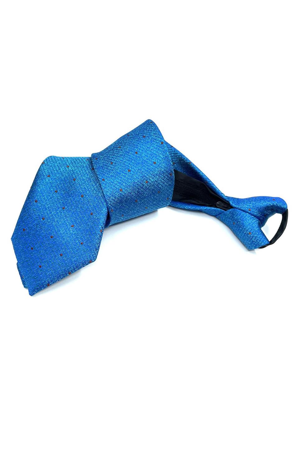 Mavi Kum Desen Mendilli Fermuarlı Kravat FRMR32