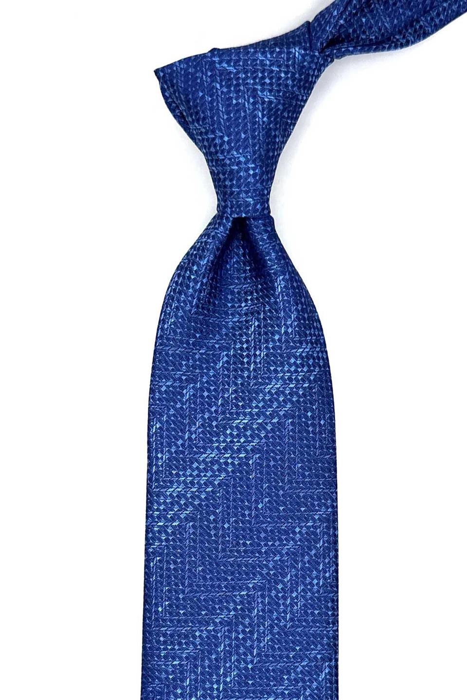 Mavi Kum Desen Mendilli Klasik Kravat KK12934
