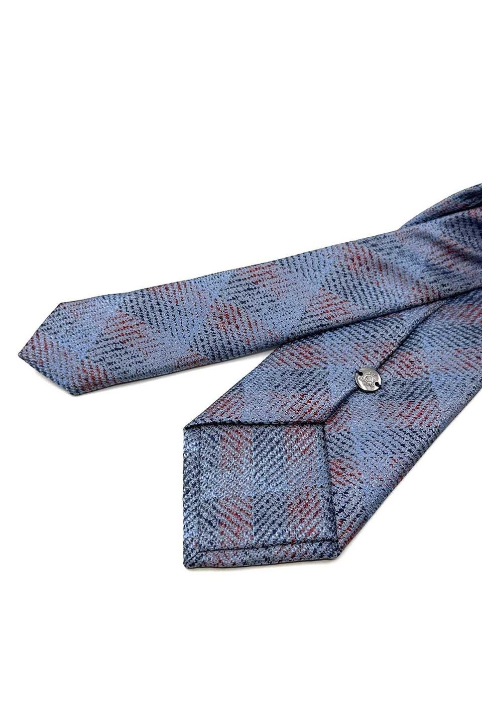 Mavi Kum Desen Mendilli Klasik Kravat KK12557