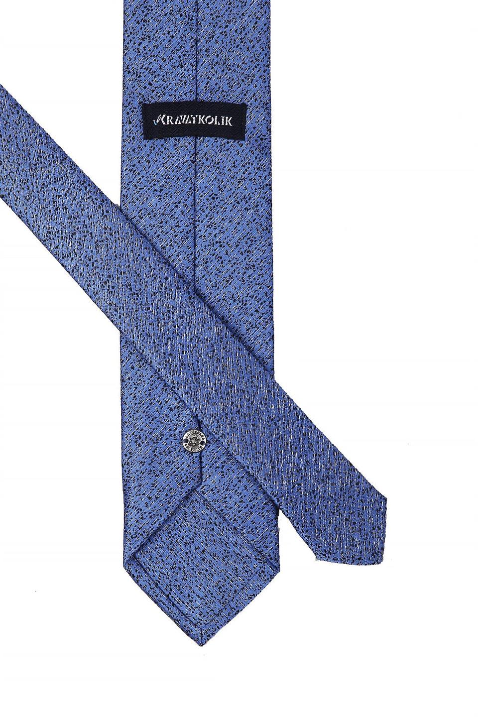 Mavi Kum Desen Mendilli Klasik Kravat KK10389