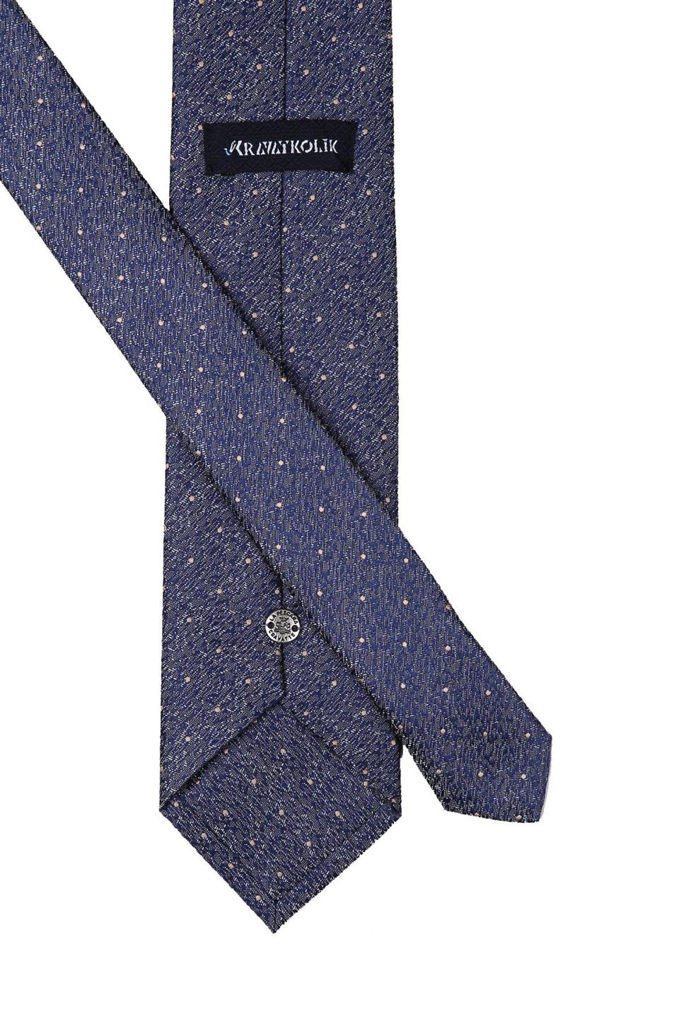 Mavi Kum Desen Mendilli Klasik Kravat KK10573
