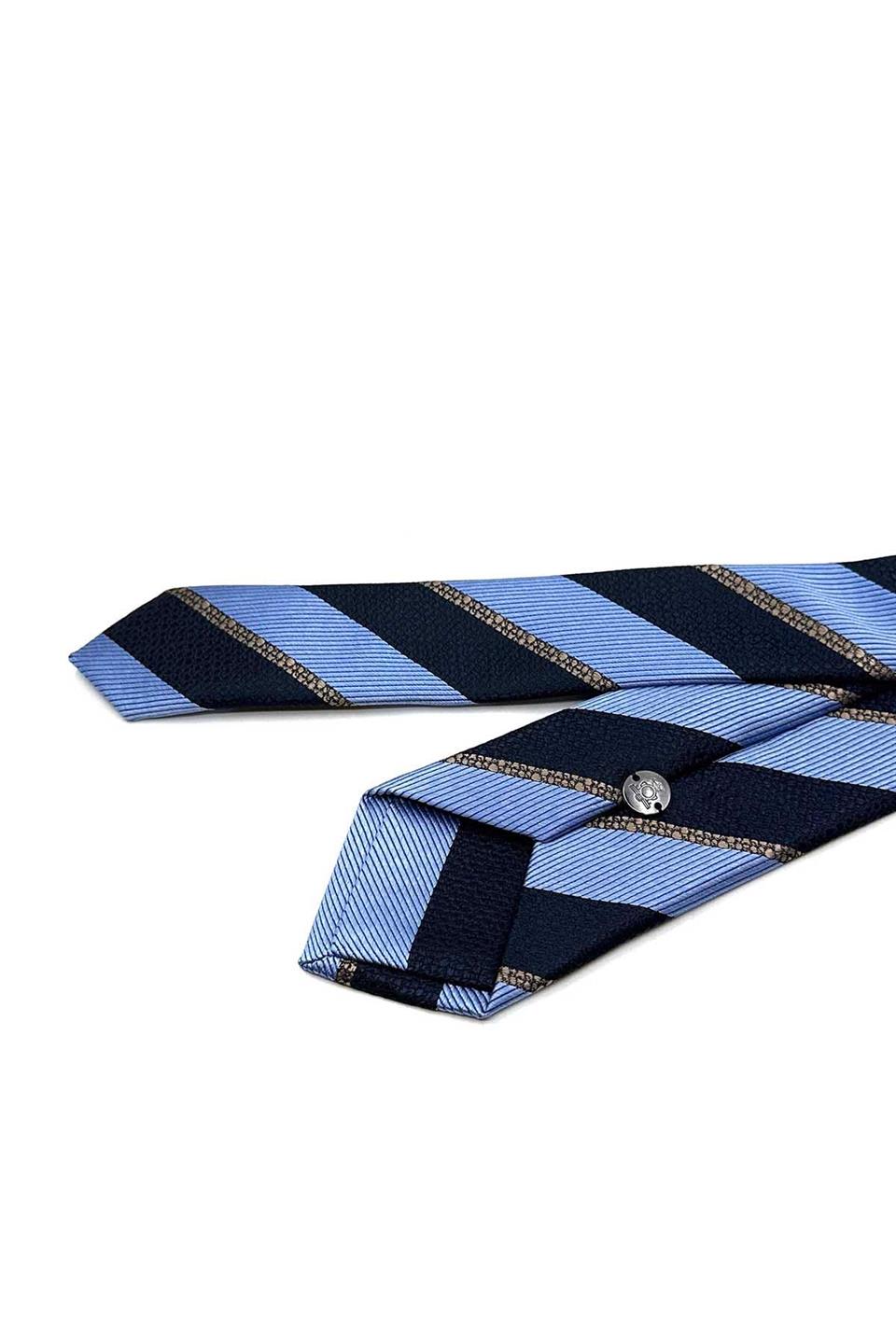 Mavi - Lacivert Çizgi Desen Slim Kravat SK8031