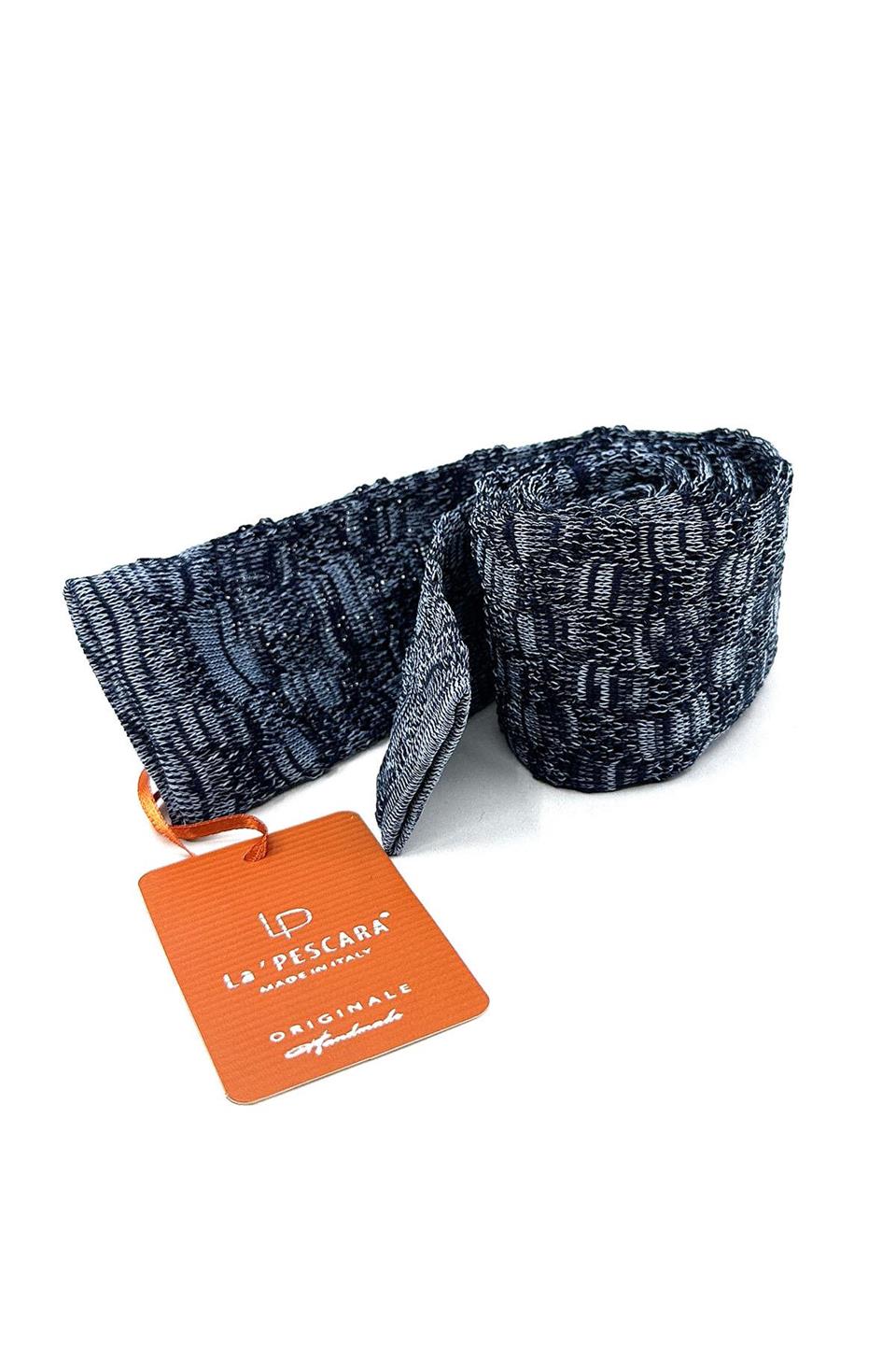 Mavi - Lacivert Motif Desen Örgü Kravat ÖR8358