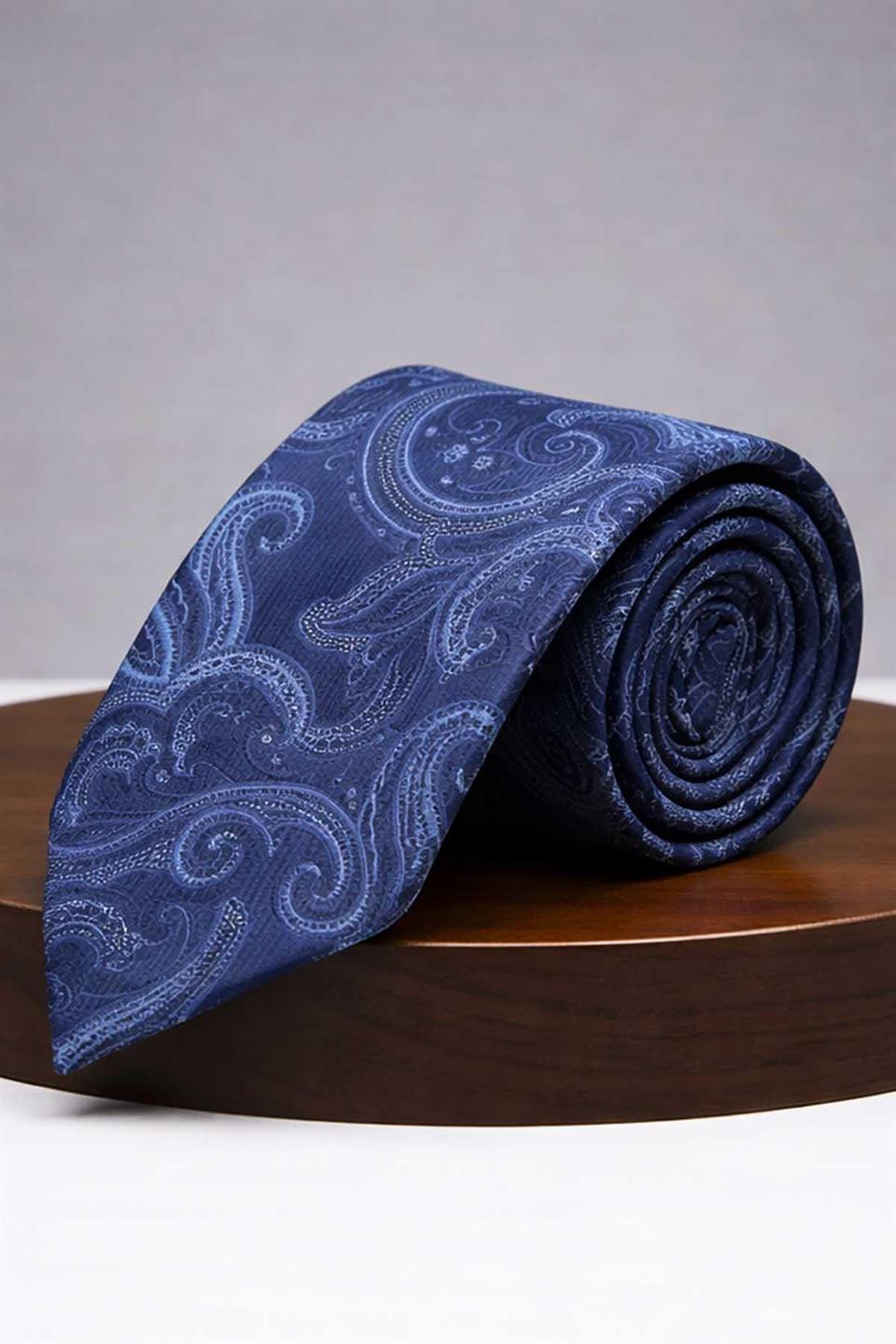 Mavi - Lacivert Şal Kravat