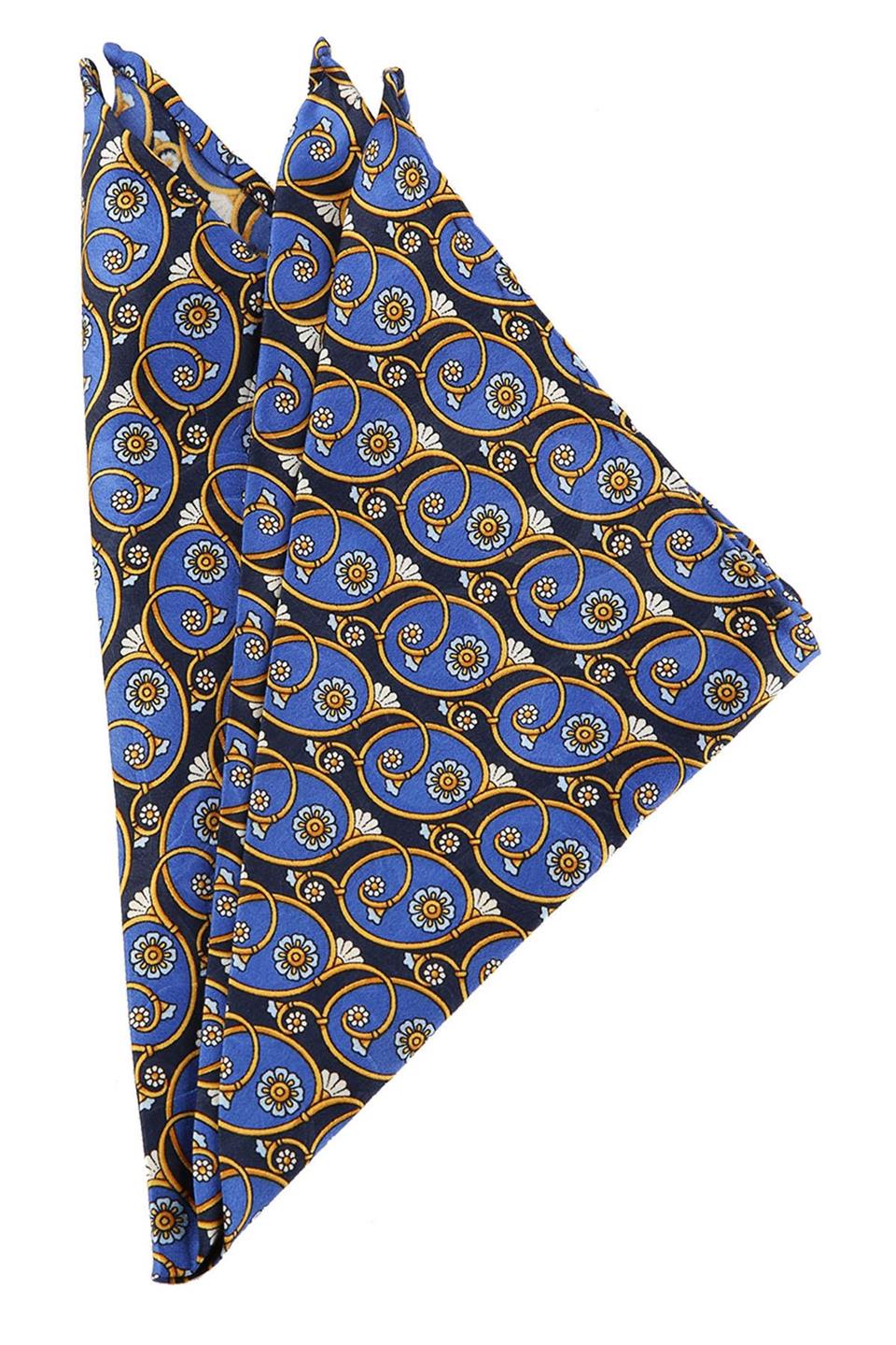 Mavi Motif Baskılı İpek Mendil SPS137