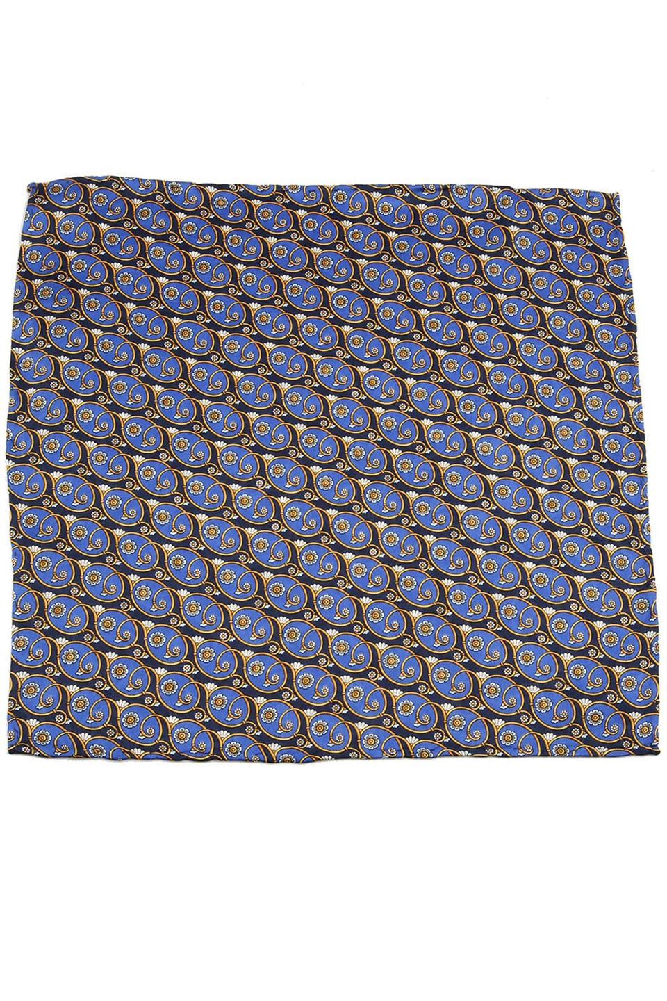 Mavi Motif Baskılı İpek Mendil SPS137