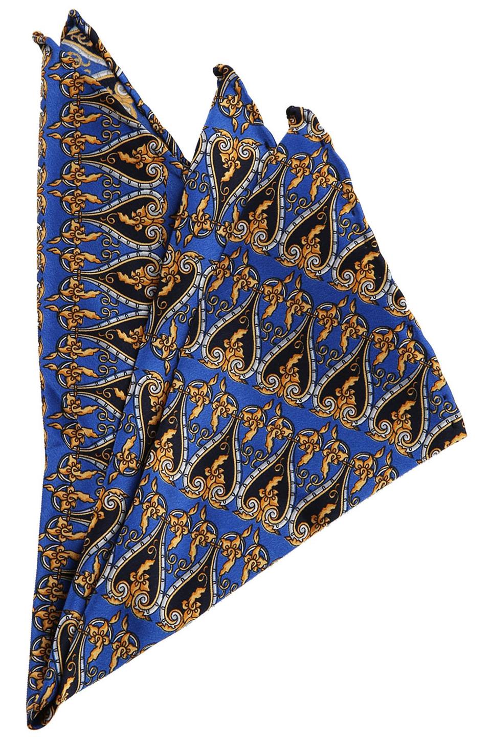 Mavi Motif Baskılı İpek Mendil SPS186