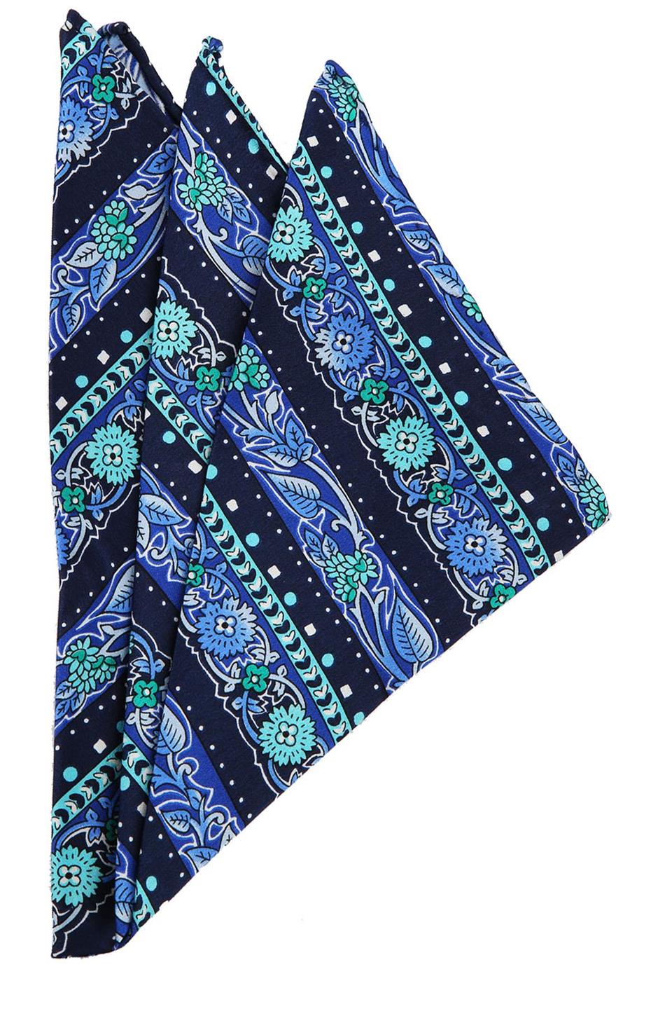 Mavi Motif Baskılı İpek Mendil SPS245