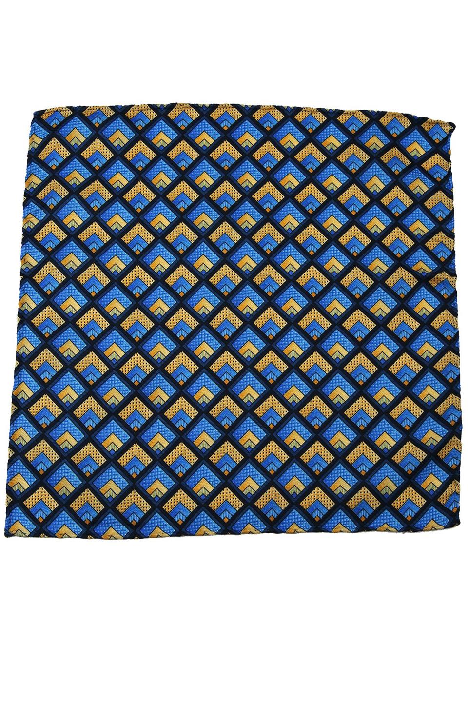 Mavi Motif Baskılı İpek Mendil SPS308