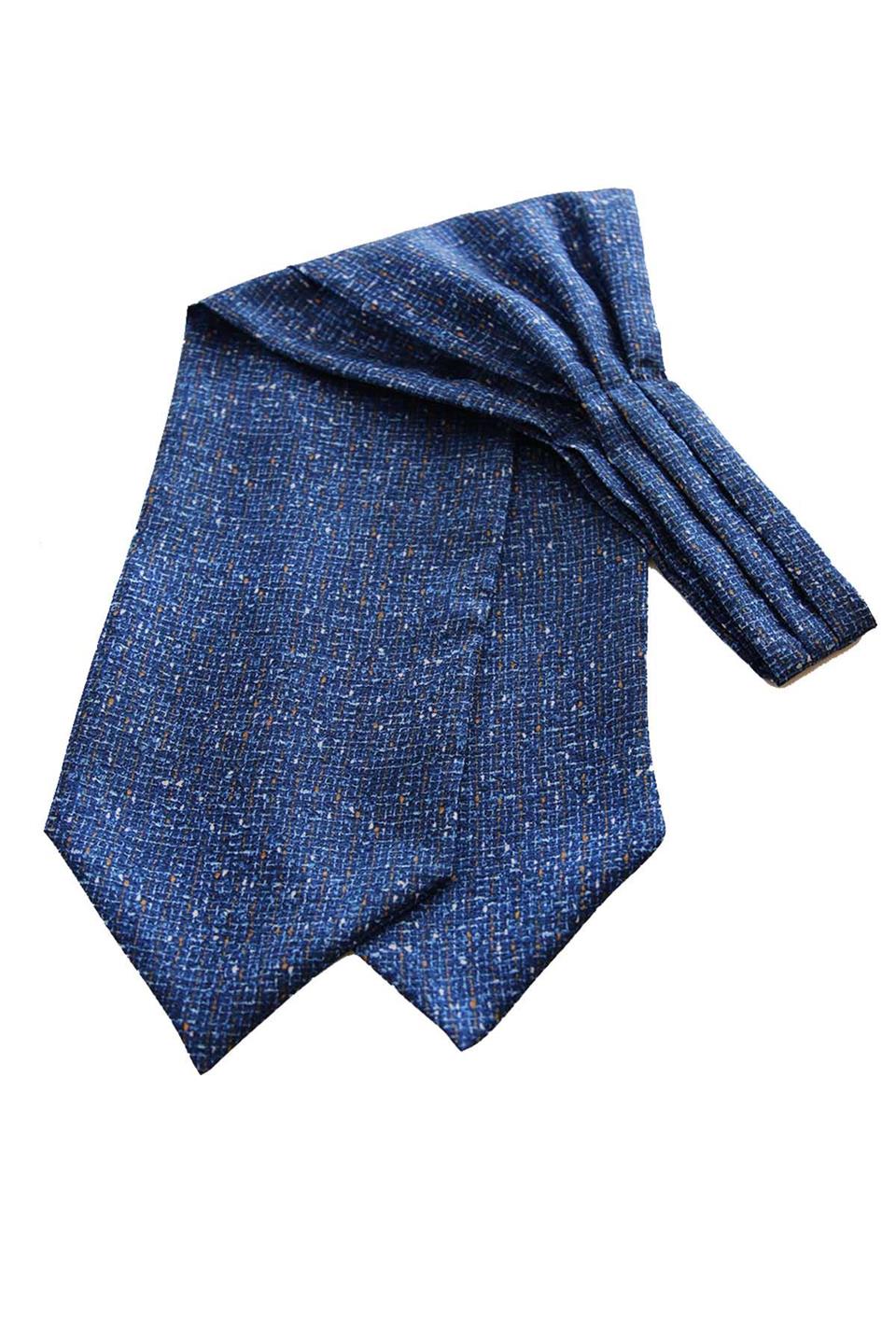 Mavi Motif Desen İtalyan İpek Ascot Fular K657