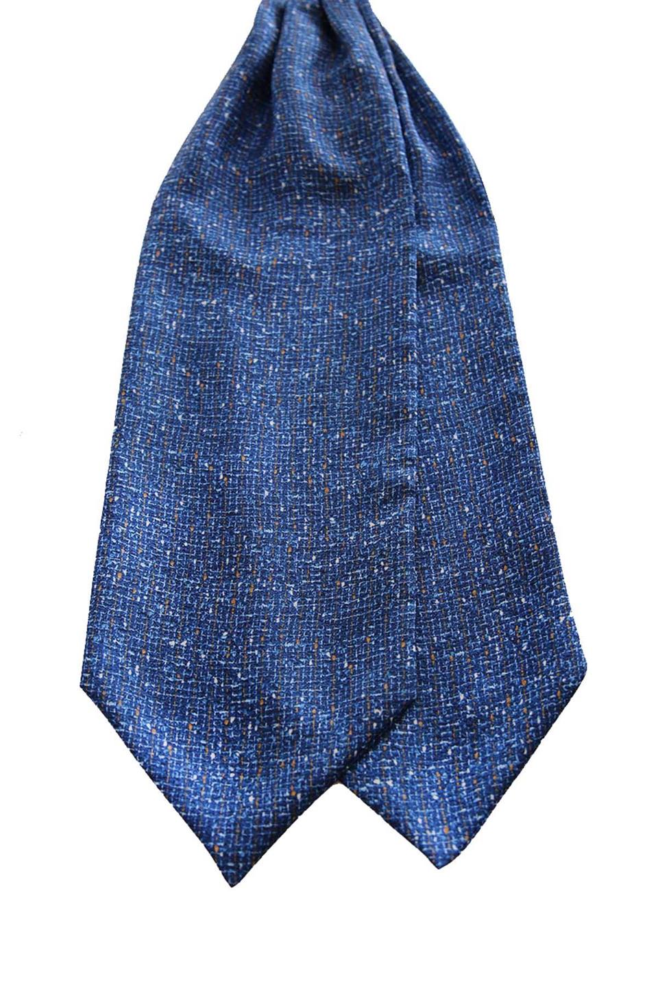 Mavi Motif Desen İtalyan İpek Ascot Fular K657