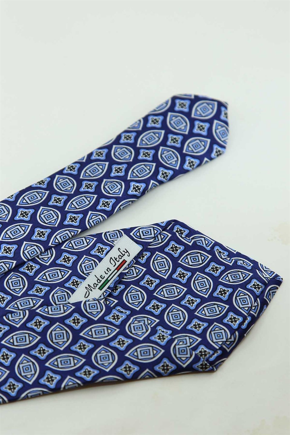 Mavi Motif Desen İtalyan İpek Kravat İK2538