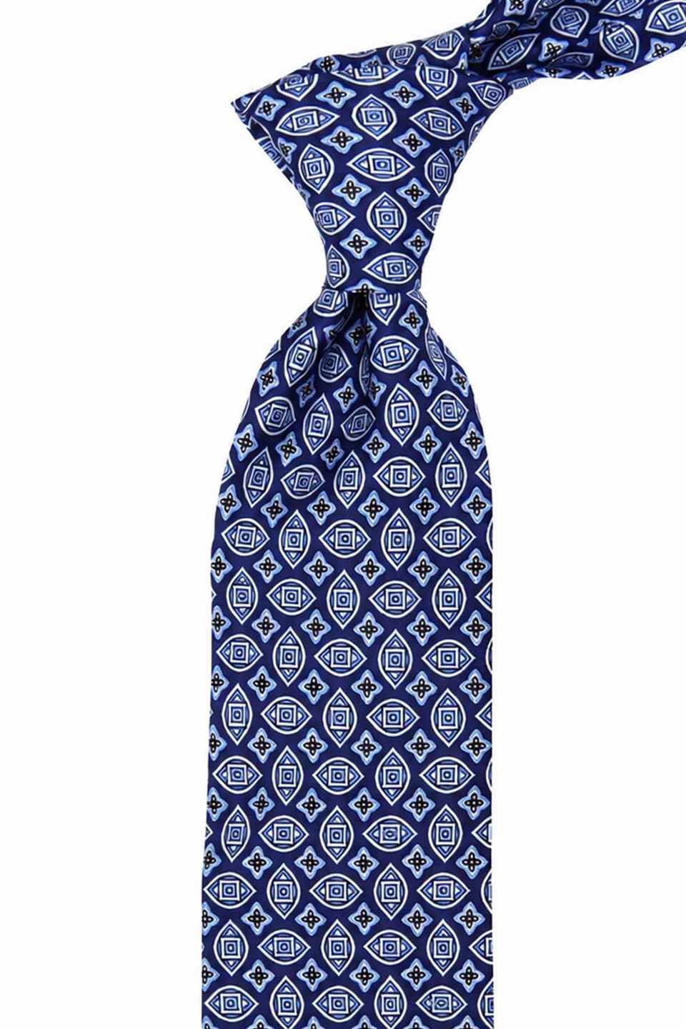 Mavi Motif Desen İtalyan İpek Kravat İK2538