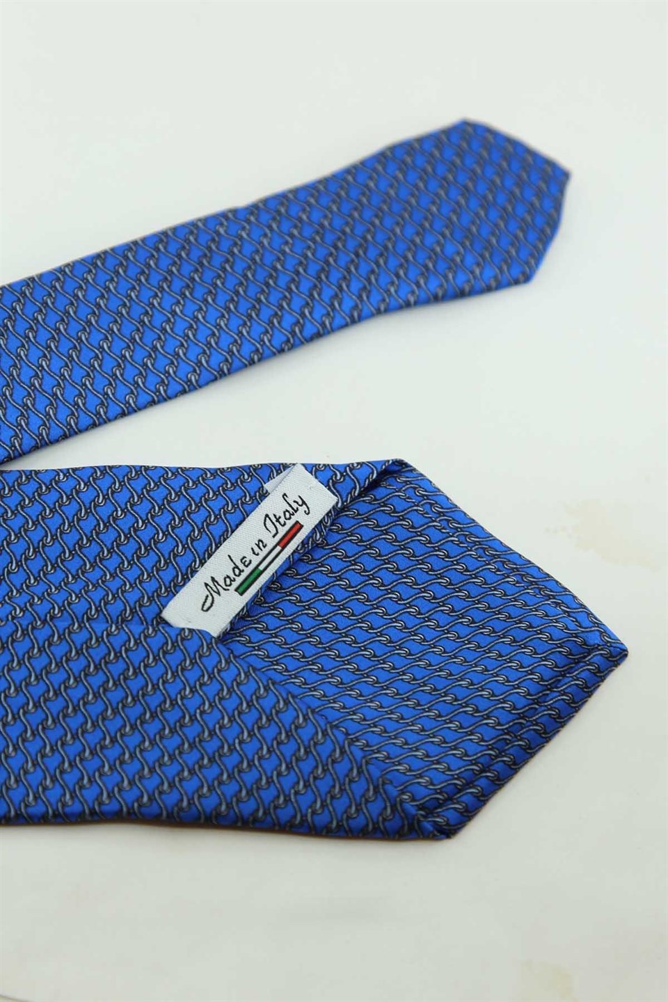 Mavi Motif Desen İtalyan İpek Kravat İK2535
