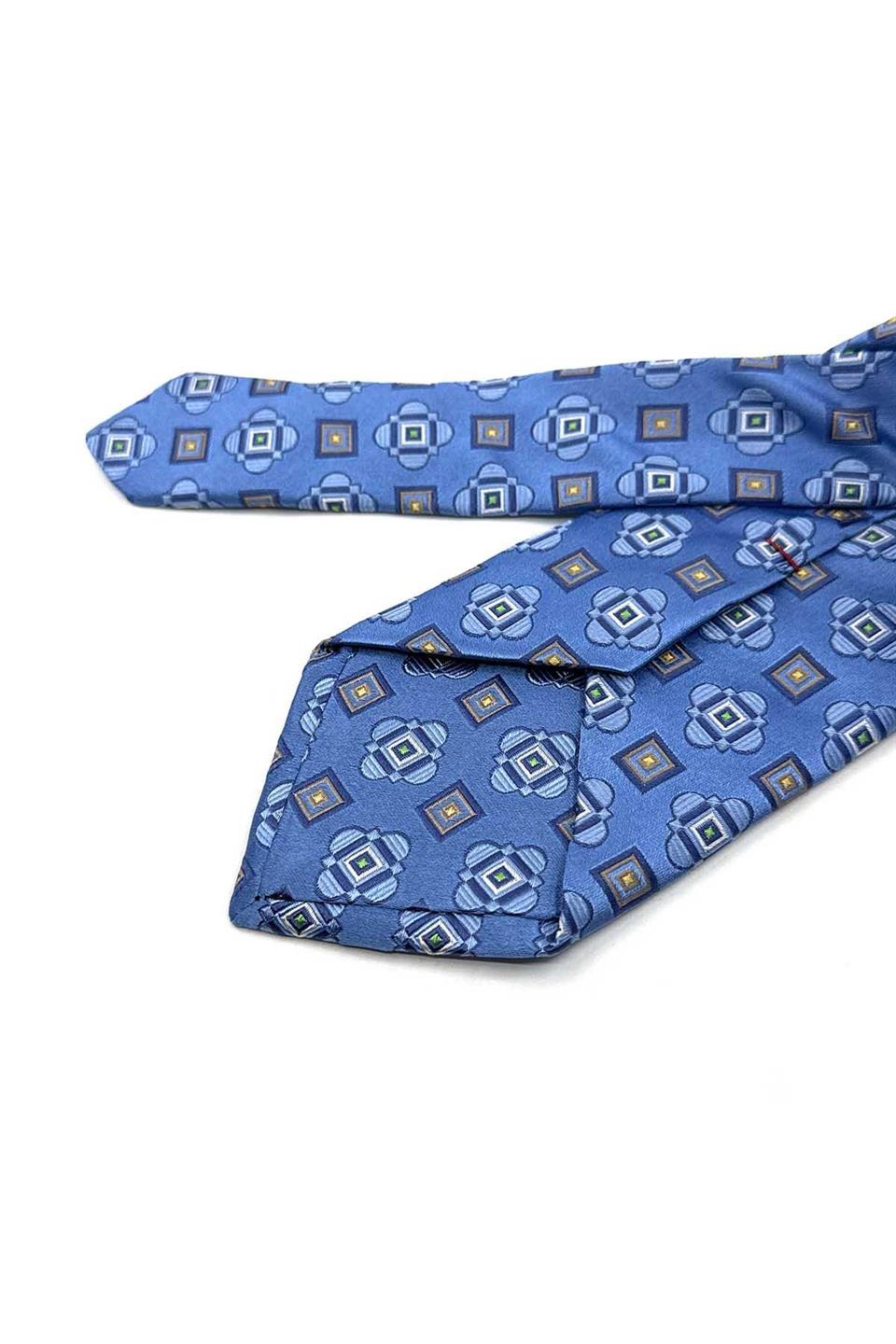 Mavi Motif Desen İtalyan İpek Kravat İK2367