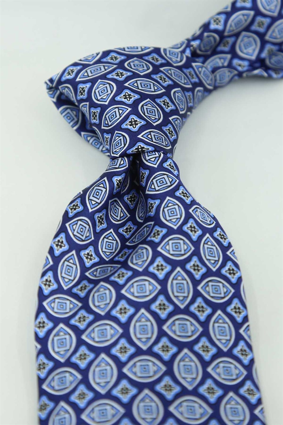 Mavi Motif Desen İtalyan İpek Kravat İK2538
