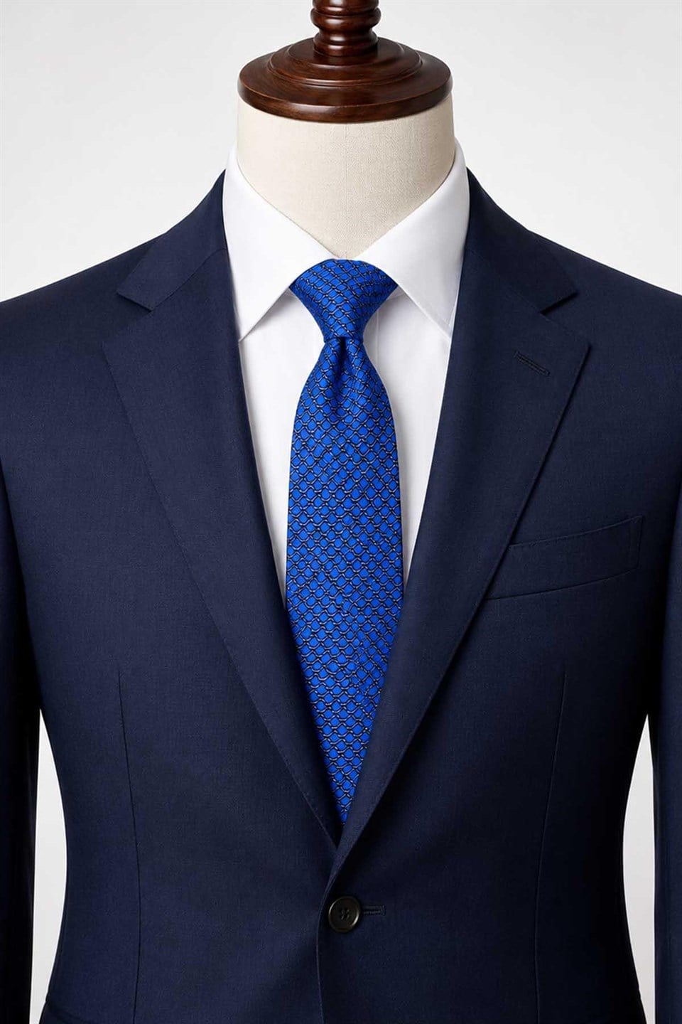 Mavi Motif Desen İtalyan İpek Kravat İK2535