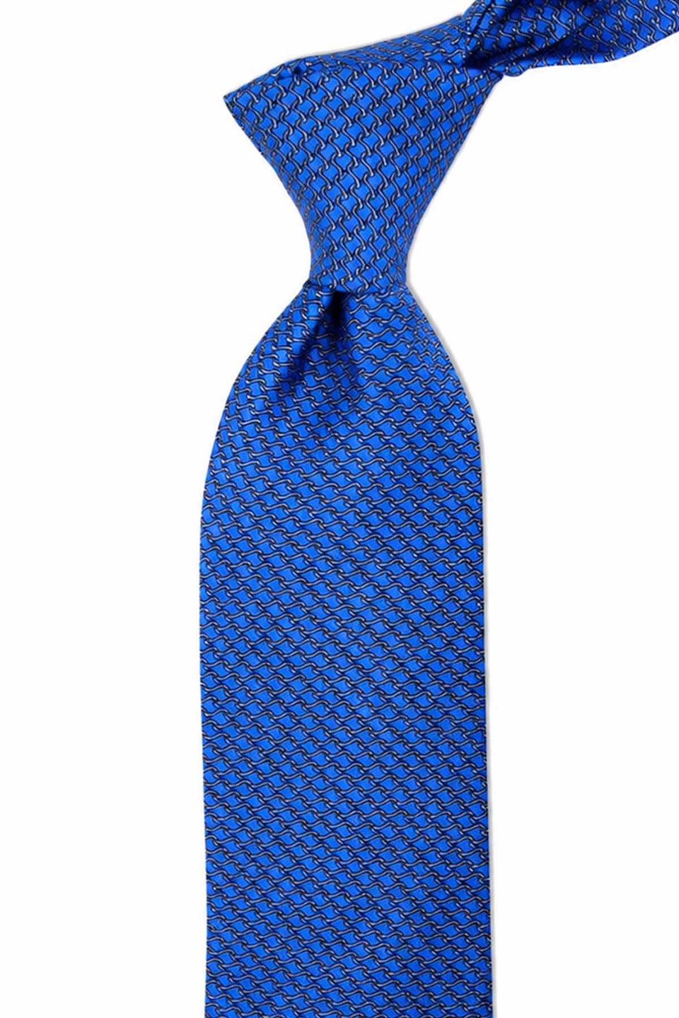 Mavi Motif Desen İtalyan İpek Kravat İK2535