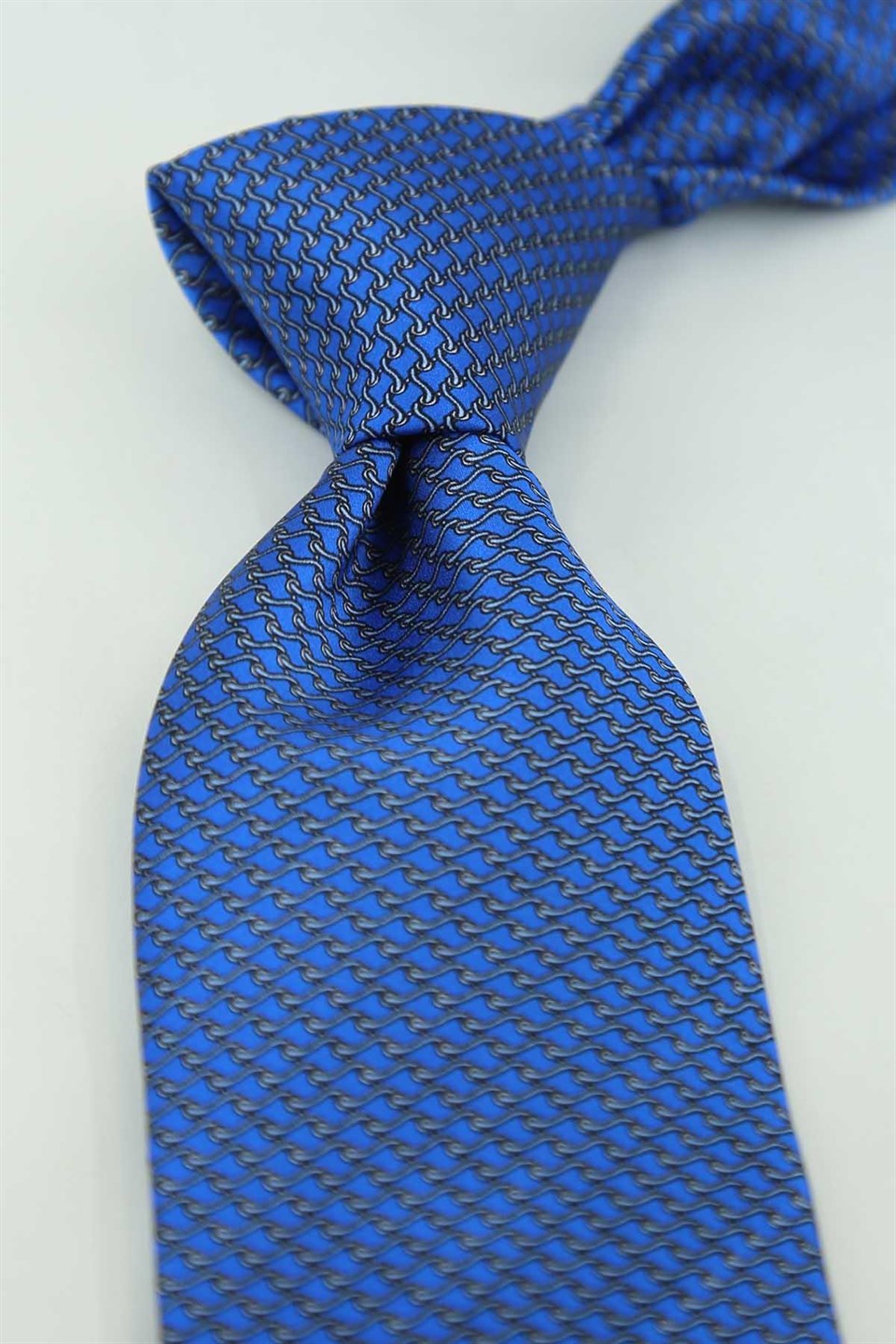 Mavi Motif Desen İtalyan İpek Kravat İK2535