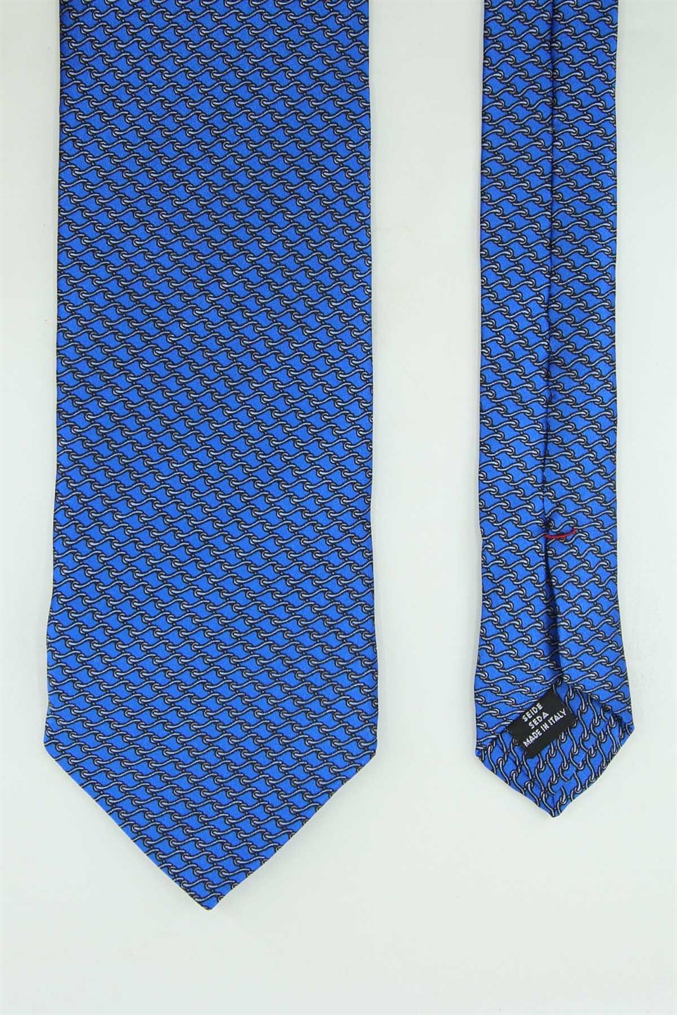 Mavi Motif Desen İtalyan İpek Kravat İK2535