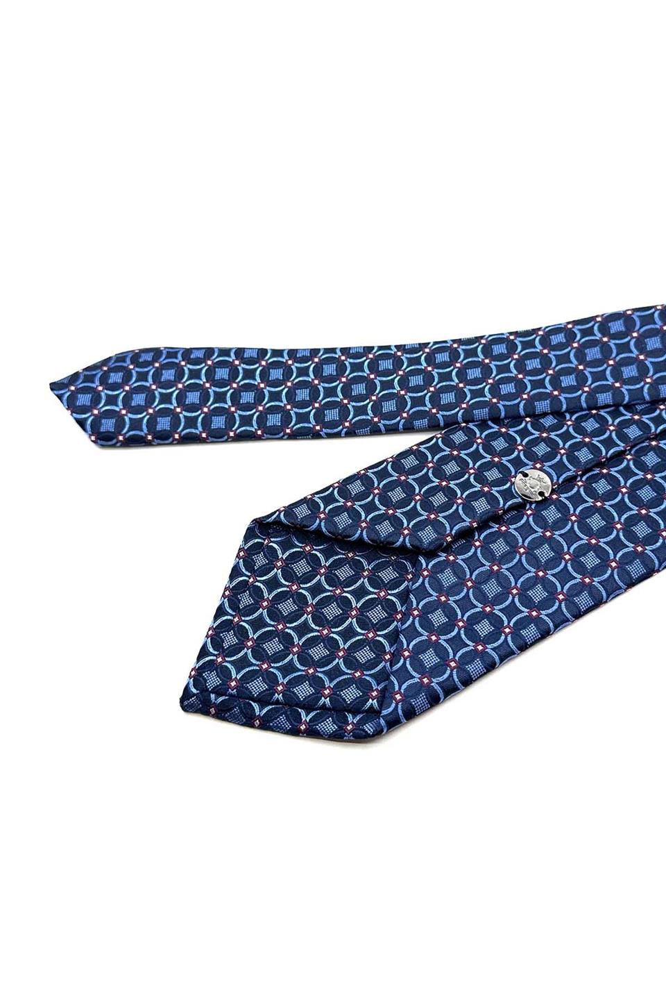 Mavi Motif Desen Mendilli Klasik Kravat KK12392