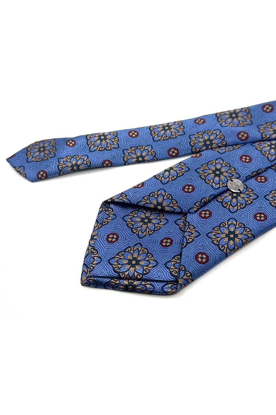 Mavi Motif Desen Mendilli Klasik Kravat KK13737