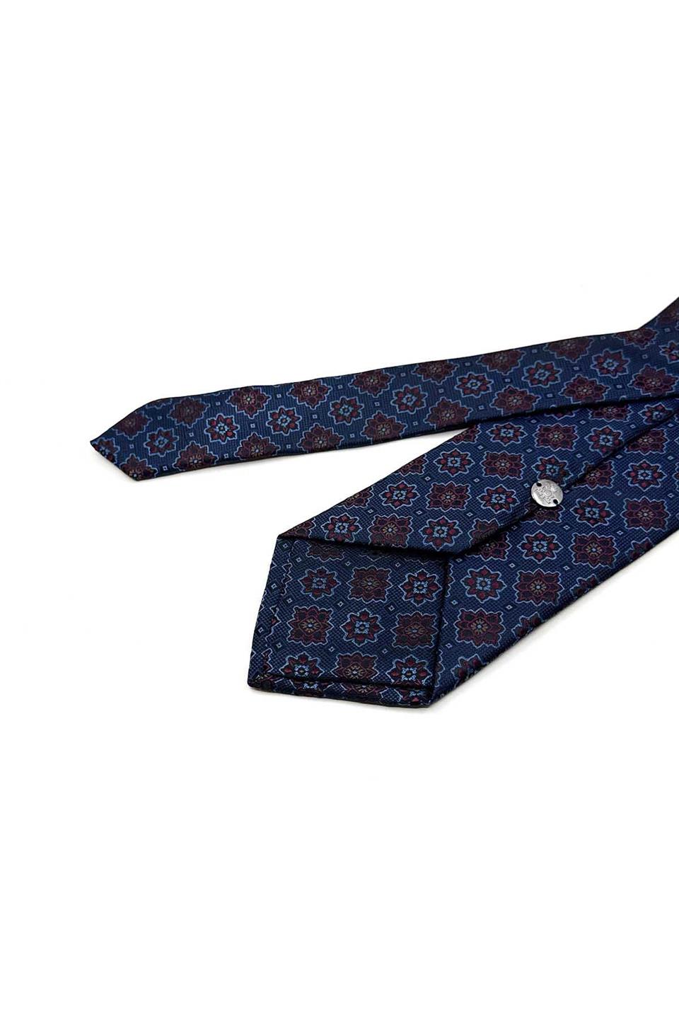 Mavi Motif Desen Mendilli Klasik Kravat KK13568