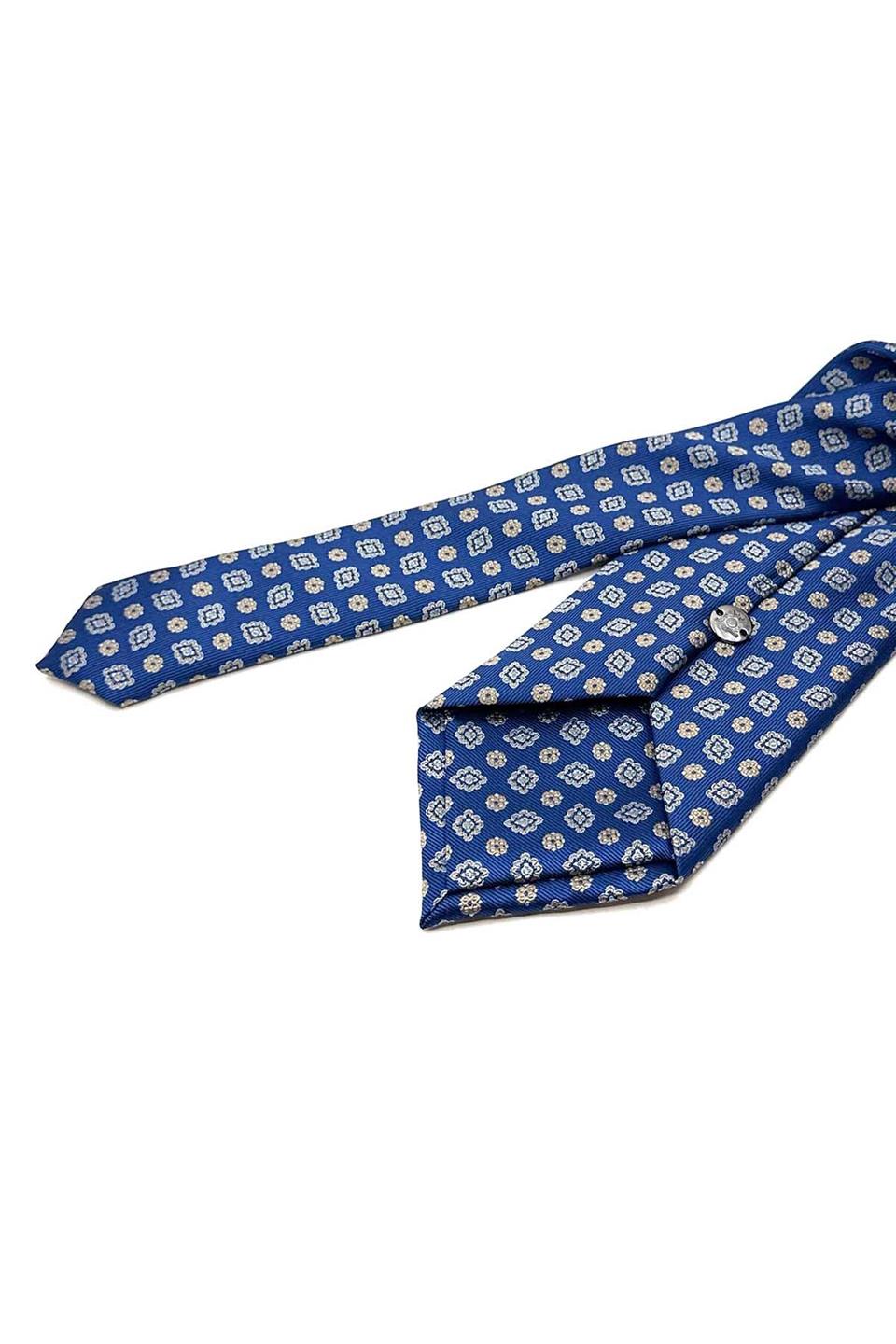 Mavi Motif Desen Mendilli Klasik Kravat KK12985