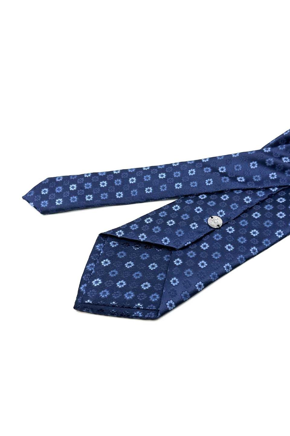 Mavi Motif Desen Mendilli Klasik Kravat KK13189
