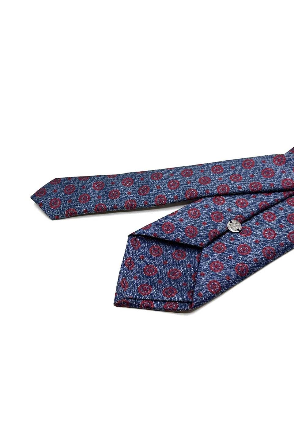 Mavi Motif Desen Mendilli Klasik Kravat KK12910