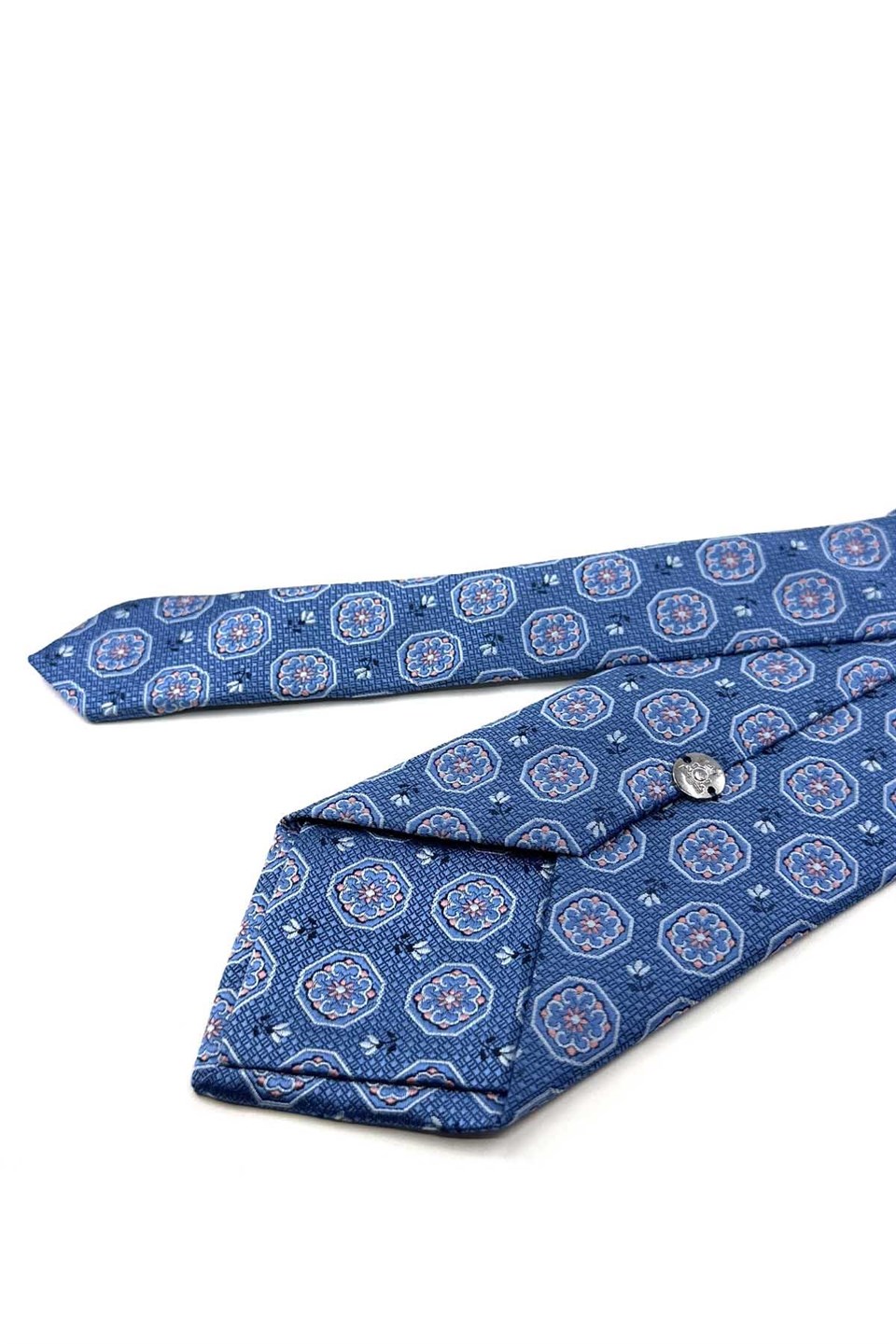 Mavi Motif Desen Mendilli Klasik Kravat KK13946