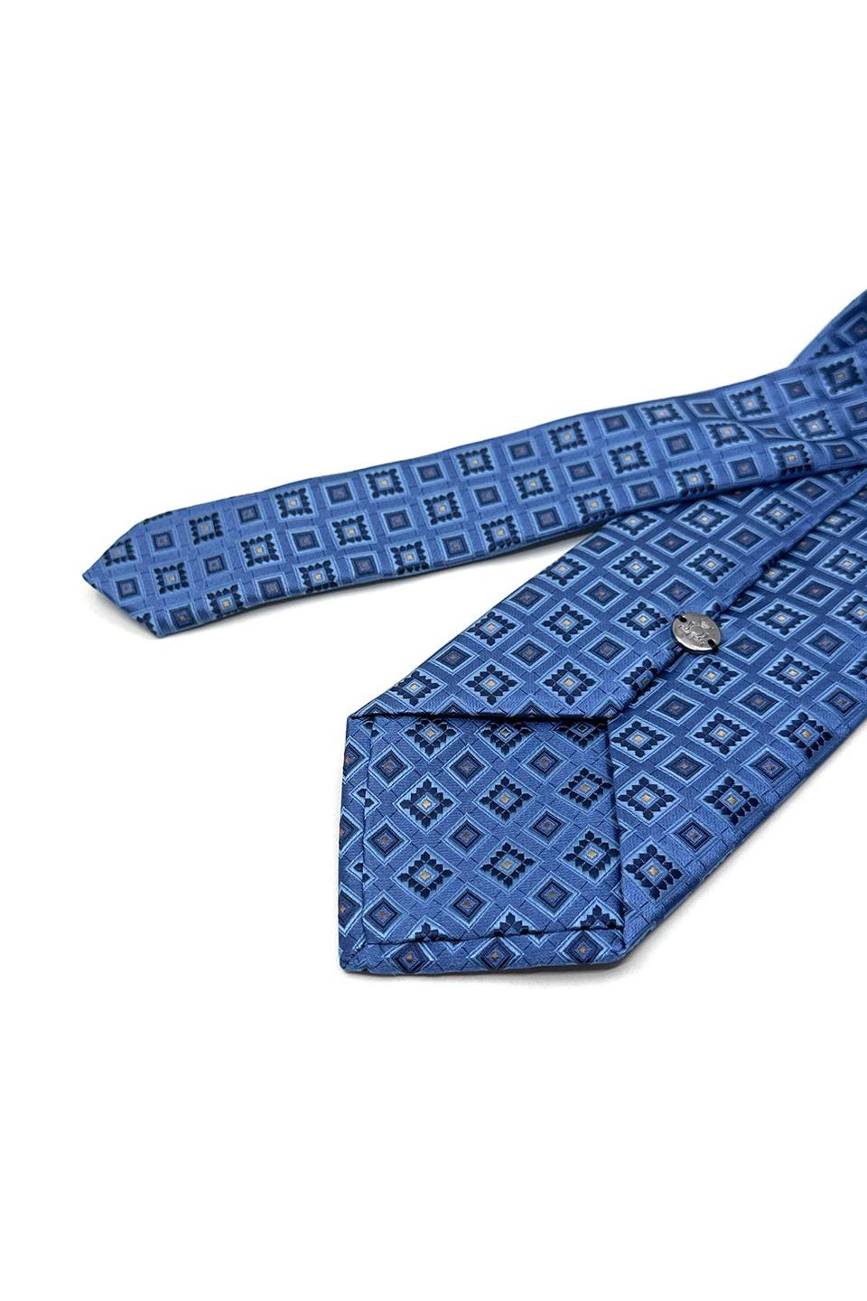 Mavi Motif Desen Mendilli Klasik Kravat KK13628
