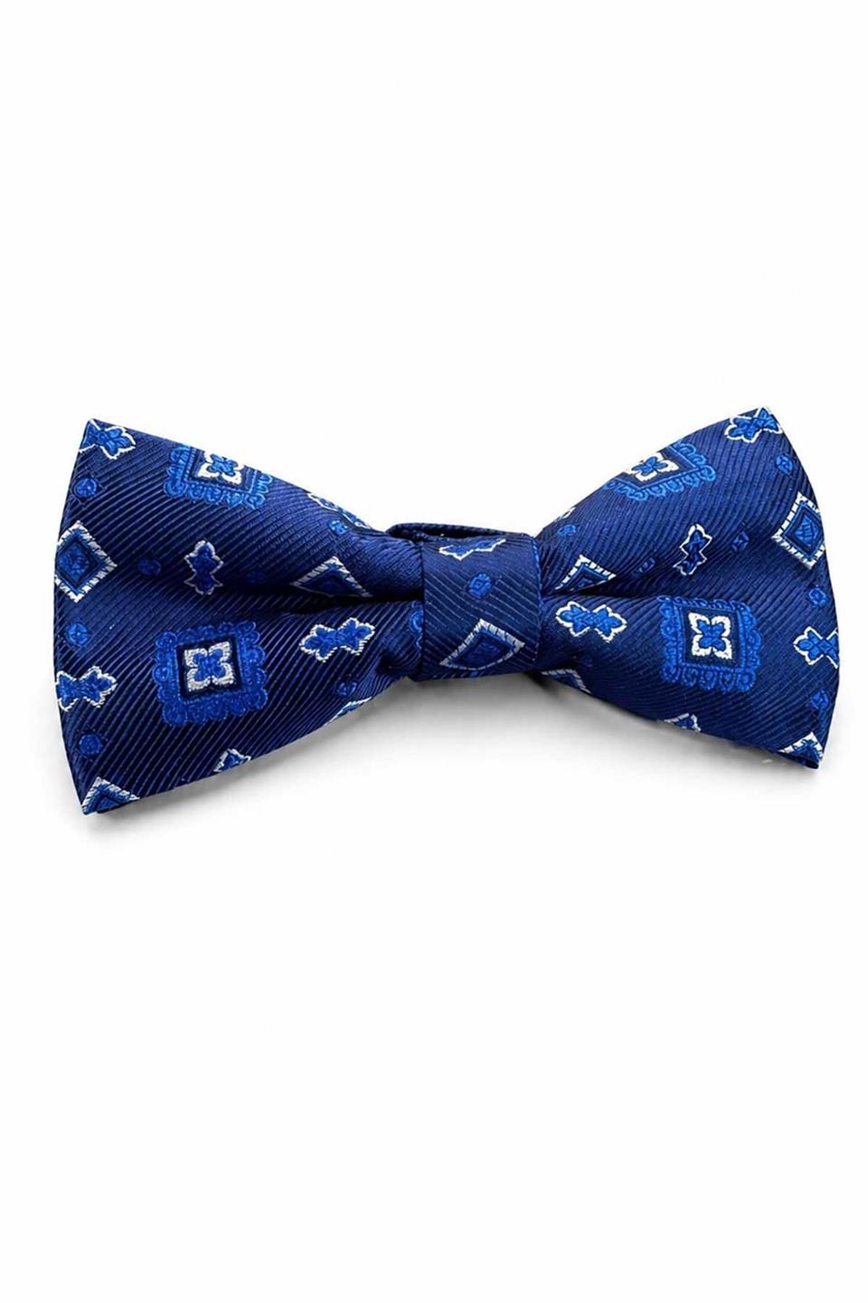 Mavi Motif İpek Papyon SB215
