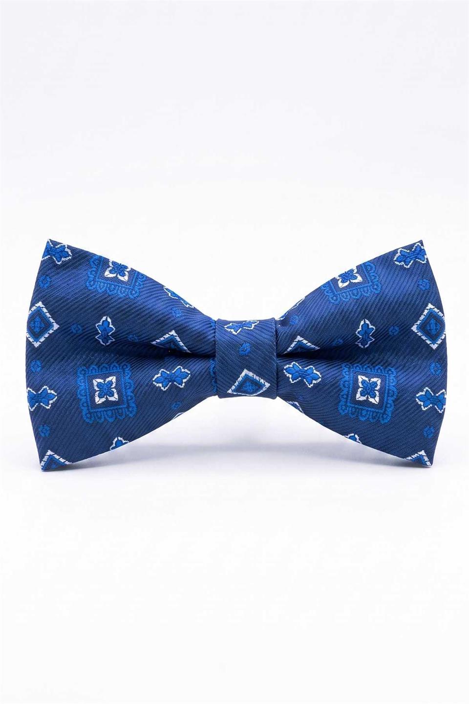 Mavi Motif İpek Papyon SB215